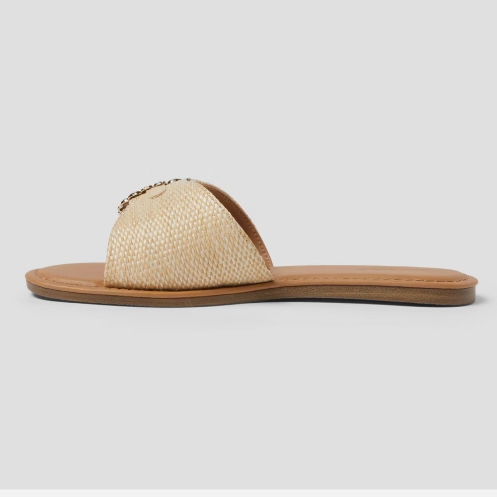 Universal Thread Women's Nesryn Raffia Shell Ornament Slide Sandal Size 6 - Picture 10 of 13